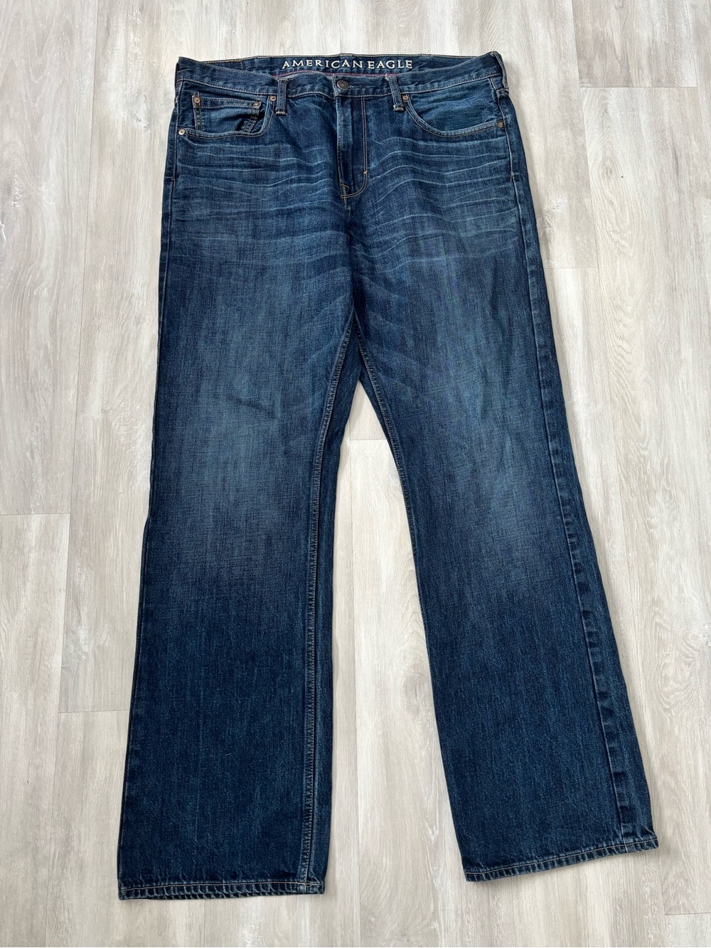 Y2K American Eagle Outfitters Men's Dark Blue Bootcut Jeans 38x36